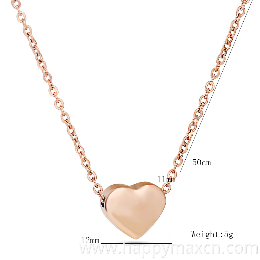 New Stainless Steel Heart Necklace For Women Titanium Steel Chain Heart Shape Pendant Necklace